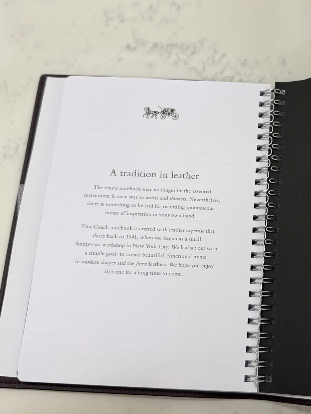 Coach Brown Leather Notebook with Embossed Logo